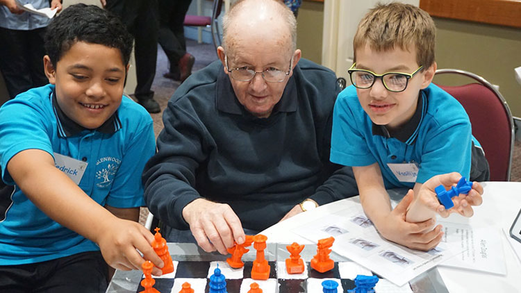 Glenwood Public School Students showcasing their 3D Printed Chess set